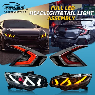 Devil Eye LED Headlights & Tail Lights For 10th Gen Honda Civic Sedan 2016-2021 Foto 1 de 4