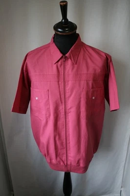 Vtg 70s John Blair Pink Cuban short sleeve shirt zip jacket L rockabilly revival - Image 1 of 4