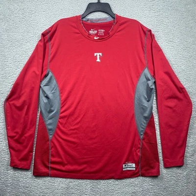 Camisa Texas Rangers Para Hombres 2XL XXL Roja Nike Pro Combat Ajustada Manga Larga Atlética Foto 1 de 4