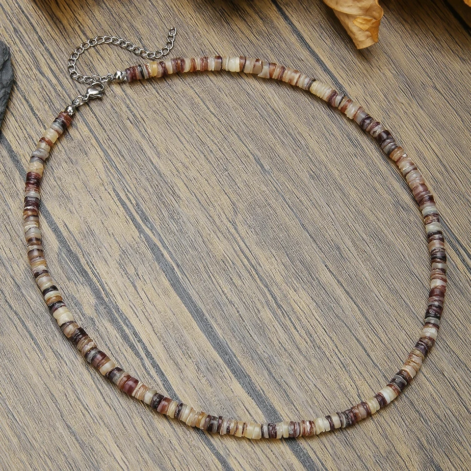 Collar de cuentas de madera hecho a mano vintage africano surfista arcilla colgante hombres joyería Foto 1 de 4