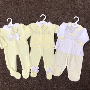 Baby girls boys clothes bundle knitted outfit set x 3 gift 6-9-12 months small - Picture 1 of 5