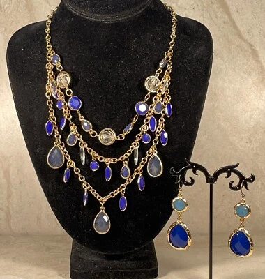 Juego de collar y pendientes TARGET cascada lágrima azul nuevo con etiquetas Foto 1 de 4