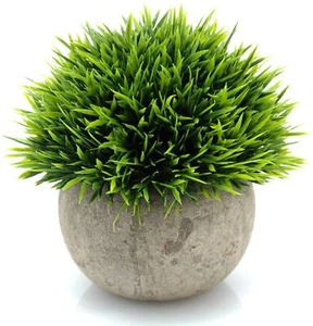 Velener Mini Plastic Fake Green Grass Plant with Pot Topiary Ball Small Fake ... - Picture 1 of 6