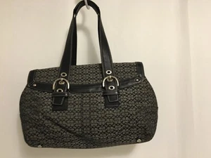 Coach Handtasche Geldbeutel F12312 silberne Hardware schwarz Lederbesatz Umhängetasche groß - Bild 1 von 3