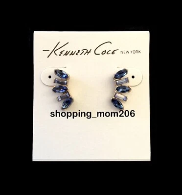 Aretes Kenneth Cole tono dorado con cristales de corte azul Foto 1 de 3