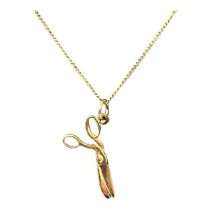9ct 9k Yellow Gold Scissors Charm Pendant 1.16 Grams. Brand New - Picture 1 of 7