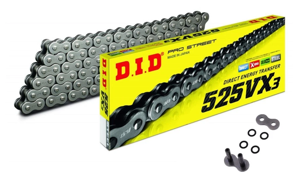 DID 525VX3 Motocicleta X - Cadena de Anillo Reforzado 525 Paso 100 Extremidades - Imagen 1 de 4