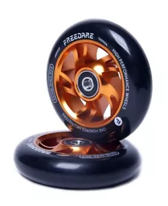 Ruote di ricambio Freedare 100MM Pro Scooter 2pz con cuscinetti ABEC nuove con etichette arancione fa - Foto 1 di 6