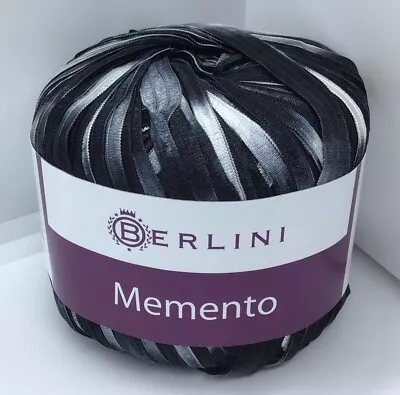 Memento - Berlini Ribbon Yarn #140 Zebra - Black, White 50 gr 88 yds 3/8" wide - Image 1 of 4