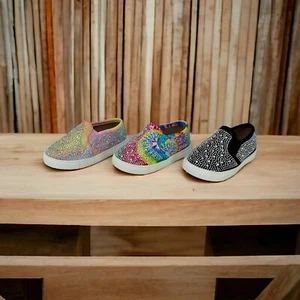 Shoe Fash Toddler/Babby Girls Rhinestone Flat Slip On Sneakers - Picture 1 of 4