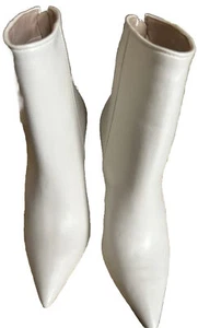 😎🤍Steve Madden Größe 5 1/2 Elfenbein Leder Reißverschluss Bootie Stiletto Neu ohne Karton Absätze🤍 - Bild 1 von 5