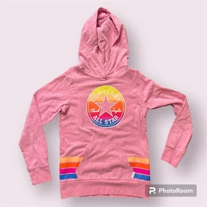 Converse Pullover Girl Sz Medium Pink All Star Chuck Taylor Graphic Hoodie - Picture 1 of 7