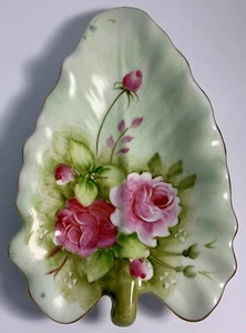 Vintage LEFTON GREEN HERITAGE CABBAGE ROSE SHALLOW DISH #1860-Japan - Picture 1 of 7
