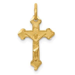14K Yellow Gold Inri Shiny-Cut Crucifix Charm - Picture 1 of 5