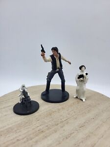 Star Wars Lot Of 3 PVC Figure Cake Toppers Han Solo, Princess Leia, Stormtrooper