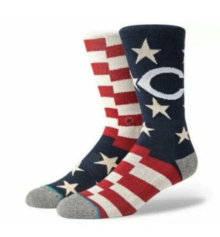 STANCE MLB Cincinnati Reds Brigade 2 Navy Blue Red Crew Socks NEW Mens L 9-12 Cover