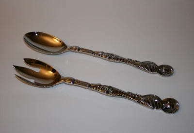 Godinger Harvest Home Nickel Plated Matching Turkey Lg. Serving Spoon & Fork Set - Image 1 of 4