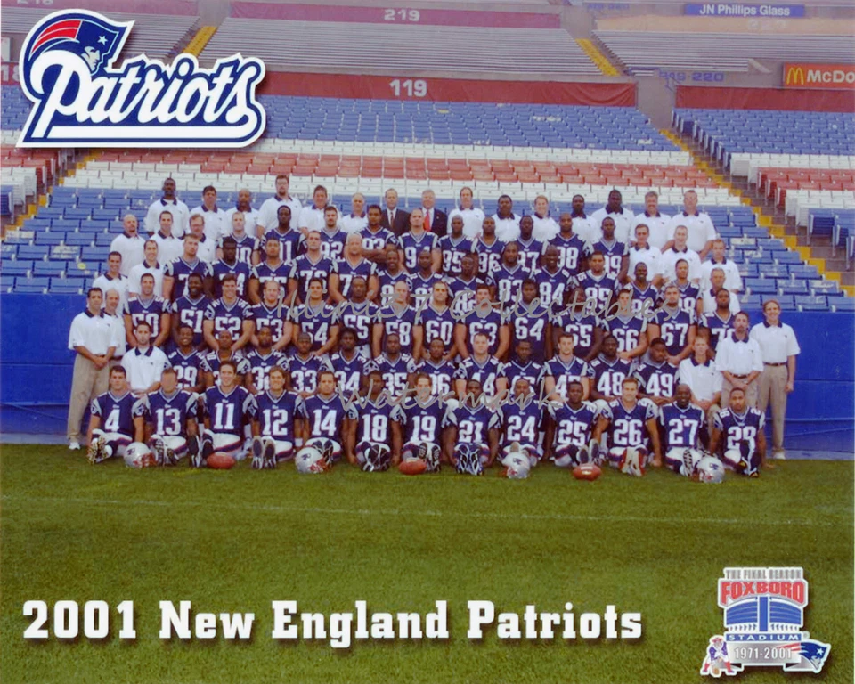 Foto del equipo 8x10 2001 New England Patriots Super Bowl 36 Champions Foto 1 de 1