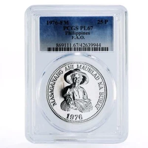 Philippines 25 piso Woman Holding Grain PL67 PCGS silver coin 1976 - Picture 1 of 2