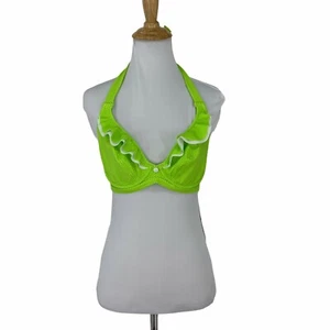 Freya Swim Top Women Size 34 D Cherish Underwear Banded Halter Bikini Lime Green - Picture 1 of 9
