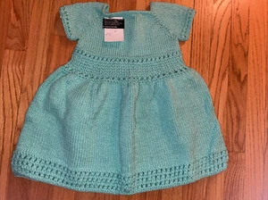 GIRLS SZ 4 HANDMADE HANDKNIT SHORT SLEEVE SWEATER DRESS ESTATE FIND! - Picture 1 of 7