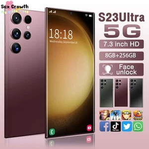 Téléphone portable 5G ultra débloqué 2024 S23 7,3 pouces 8 Go + 256 Go téléphone double SIM débloqué neuf - Photo 1 sur 28