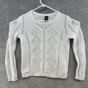 Gap Women's Sweater Size Medium White Long Sleeve Knit Pullover - Picture 1 of 10