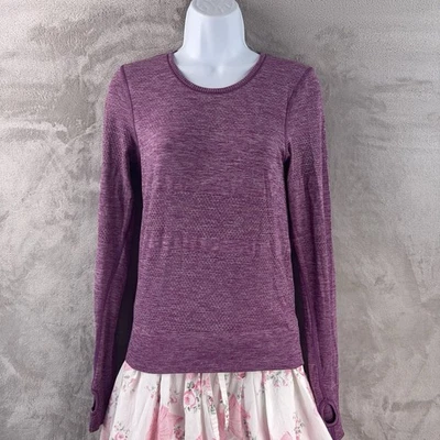 Camisa de manga larga Lululemon Breeze By para mujer talla 2 púrpura sin costuras para correr Foto 1 de 4