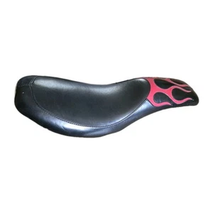 LaPera Black & Red Flame Stitch Motorcycle Seat Harley Davidson Sporter 1966-84 - Picture 1 of 12