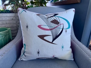Twilight Starlight 50's Mob Miami Beach Barkcloth  Pillow Cover Vintage Fabric - Picture 1 of 10