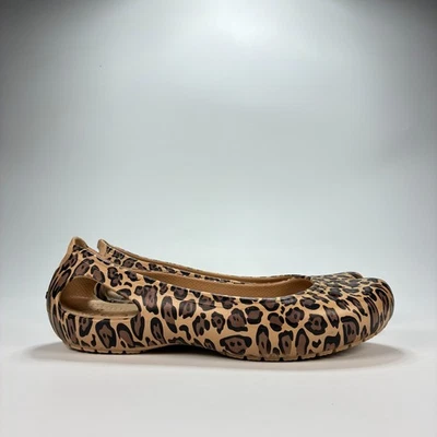 Crocs Kadee Flat Brown Leopard Print Slip On Shoes Comfort 11710 Women's Size 8 - Image 1 of 4
