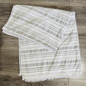 Ladinne gestreift weiß und grau Strand Pool Handtuch 35 x 65 Zoll 100 % Baumwolle - Bild 1 von 10