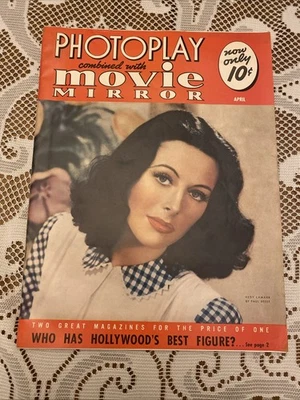 Reproducción de fotos con espejo de película abril de 1941 Hedy Lamarr cubierta revista de películas EXCELENTE ESTADO Foto 1 de 4