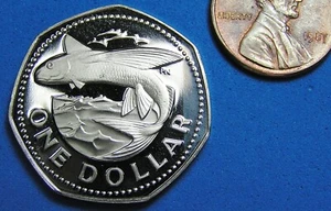 Barbados 1 Dollar CuNi Coin 1976 Proof Flying Fish KM23, Free S/H after 1st item - Picture 1 of 2