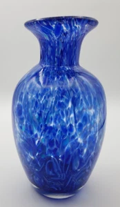 Pier 1 Kobaltblau & Klar Kunstglas Vase Murano Stil Mundgeblasen 8,5" Vintage - Bild 1 von 7