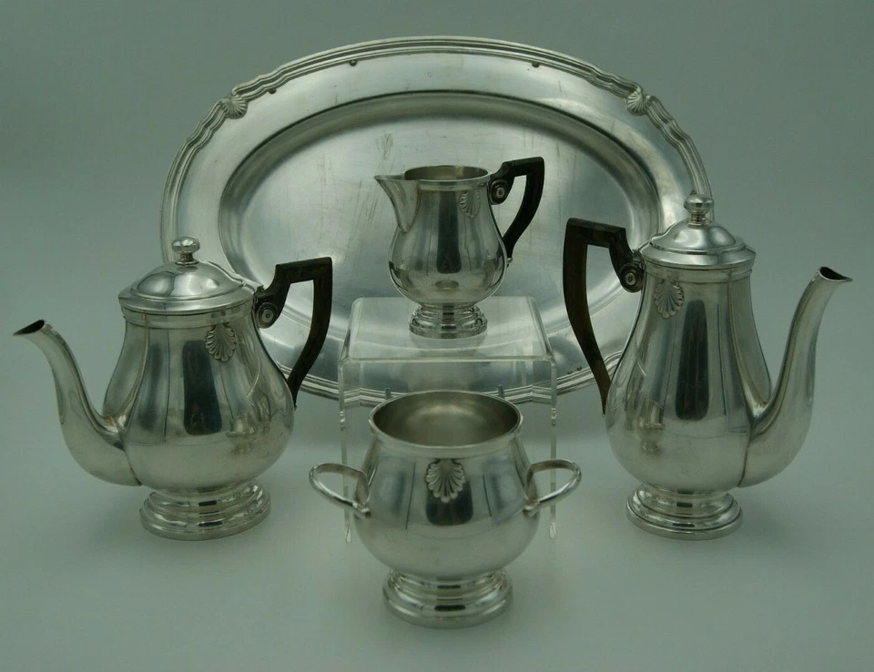 JUEGO DE SERVICIO CHAPADO EN PLATA CHRISTOFLE VENDOME BANDEJA OLLA AZUCARERA CAFÉ TÉ FRANCIA Foto 1 de 4