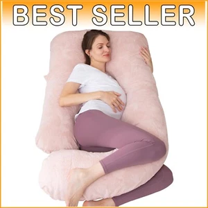 Versatile U-Shaped Pregnancy Pillow with Removable Cover - Dusty Pink Elegance - Picture 1 of 9