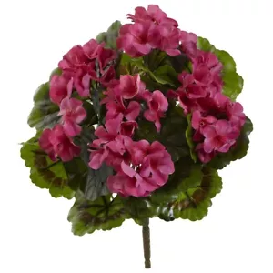 Nearly Natural Geranium Artificial Bush UV Resistant Home Decor Beauty Set of 4 - Picture 1 of 1