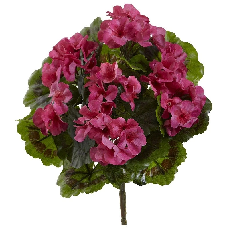 Nearly Natural Geranium Artificial Bush UV Resistant Home Decor Beauty Set of 4 - Image 1 of 1