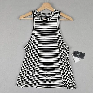 Volcom Top Womens Size 12 White Black Striped Sleeveless Tank Tee NWT - Picture 1 of 10
