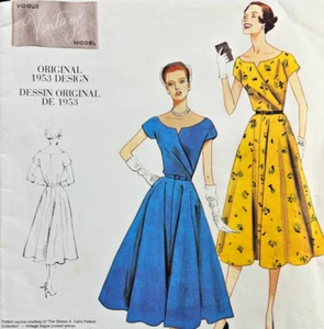 Vogue V1043 -1953 Retro  Paris Afternoon Dress Sewing Pattern Uncut 36 to 42 - Picture 1 of 4