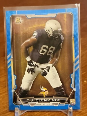 2015 Bowman Rookies Blue Rainbow Foil /499 TJ Clemmings #77 Rookie RC - Image 1 of 2