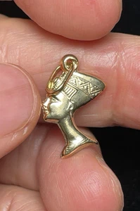 18K Gelbgold Maske der ägyptischen Königin Nofretete doppelseitiger Anhänger - Bild 1 von 9