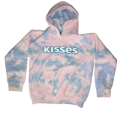 Gildan Hershey Besos Niñas Y/Sm Rosa Tye Die Sudadera con Capucha Pullover Bolsillo Foto 1 de 4