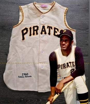  AUTÉNTICO JERSEY VINTAGE ROBERTO CLEMENTE MITCHELL NESS 40 PIRATAS MEDIANOS MLB Foto 1 de 4