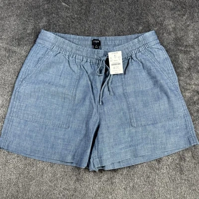 J.CREW Drawstring Shorts Women’s Size Small Blue Chambray Pull-On Pockets BZ240 - Image 1 of 4