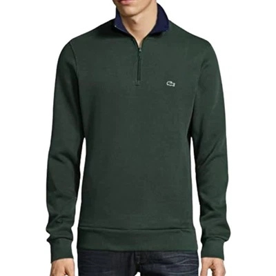 Lacoste Half Zip Sweatshirt Logo Men Size 3XL Green Kelp Navy Blue Preppy Golf - Image 1 of 4
