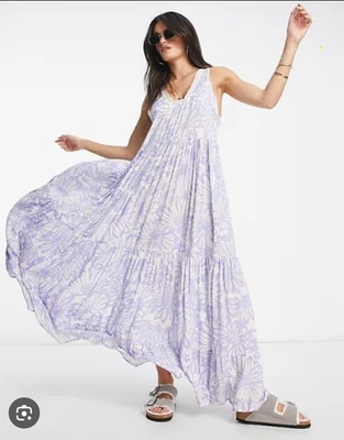 Nuevo con etiquetas Vestido Maxi Free People Tiers For You Jardín XS Encaje Crochet Lavanda Floral  Foto 1 de 4