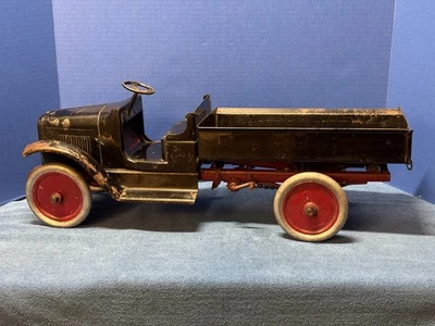 Camión de volteo BUDDY L c1928 pintura original cadena acero prensado palanca acción trabajo Foto 1 de 4