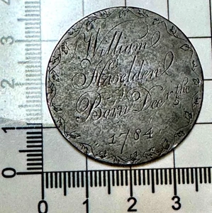 a3: 1797 Cartwheel Penny - Skilfully Hand Engraved: "WILLIAM HASELDEN 1784" - Picture 1 of 2